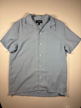 Cuts Clothing Sky Blue Short Sleeve Camp Collar Button-Up Shirt